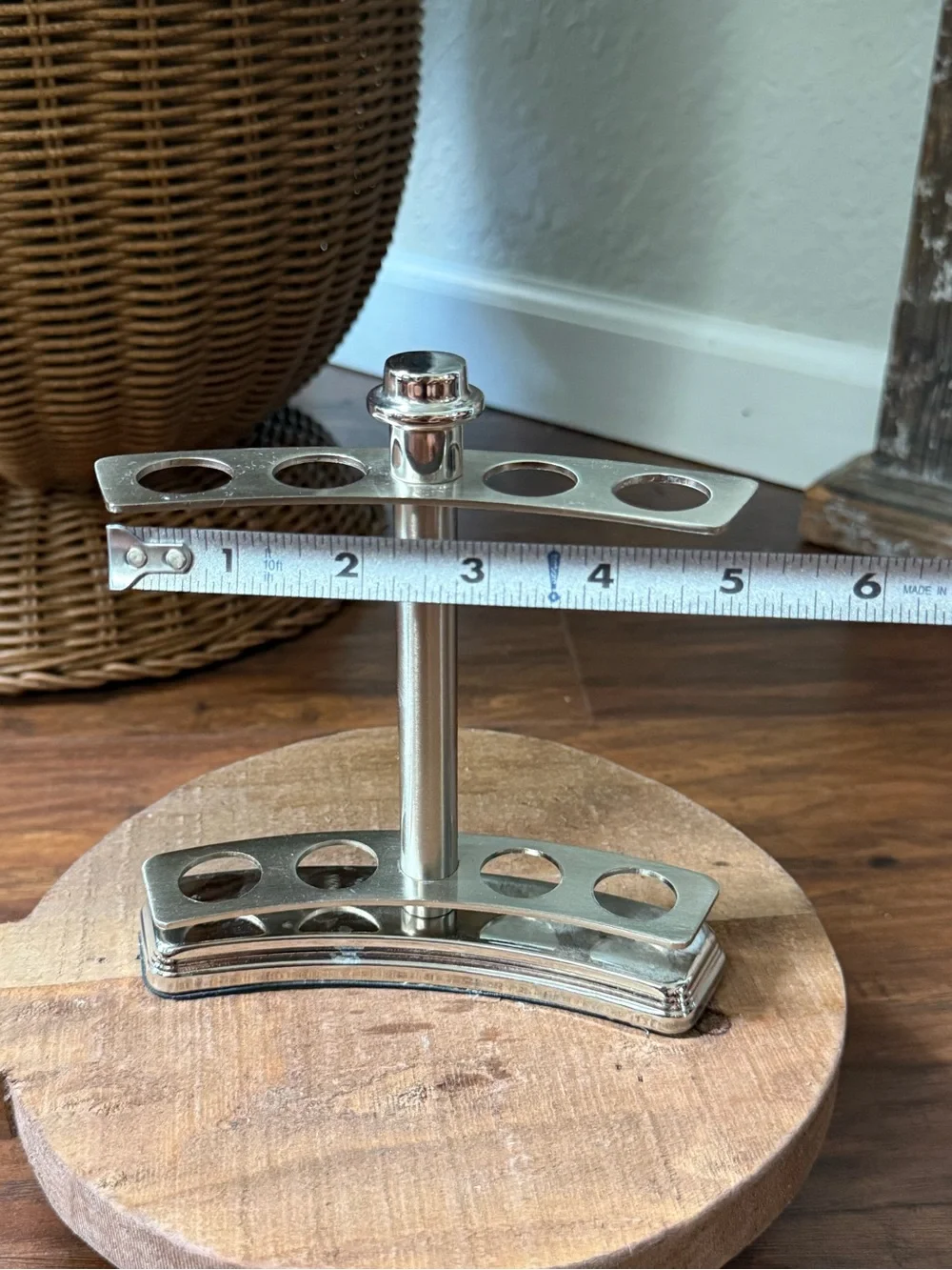 Vintage Metal Art Deco Toothbrush Holder Silver